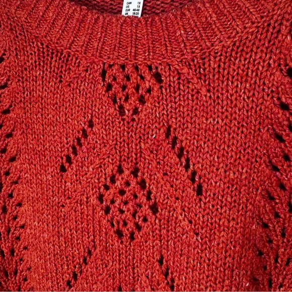 Addition Elle Crew Neck Burnt Orange Knit Sweater Size 1x - Picture 5 of 10
